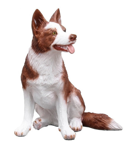 Escultura Em Resina Carrocho Border Collie Marrom Home Weste