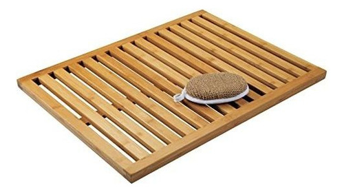 Tapete De Baño De Bambu Antideslizant Grande Rectangular
