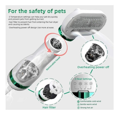 Portátil E Silencioso 3 Em 1 Pet Grooming Secador De Cabelo