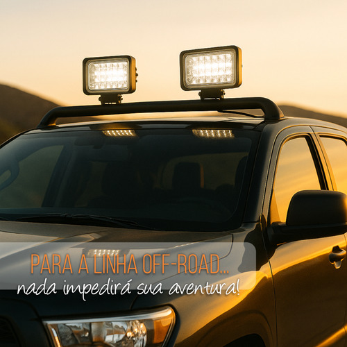 Kit 4 Farol Led 144w Retangular Caminhão Trator Off-road 4x4