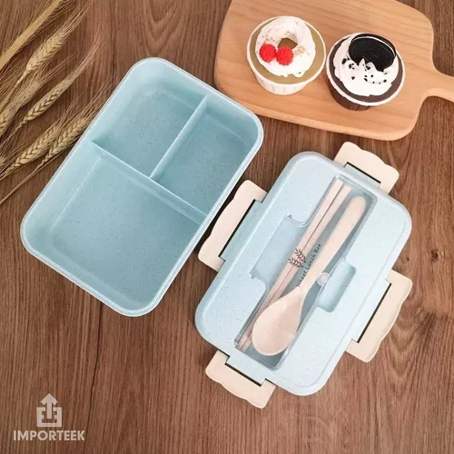 Lonchera rectangular con cubiertos recipiente hermético caja para almuerzo  portátil anti derrames, Moda de Mujer