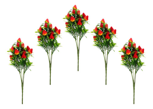 5 Piezas De Fresas Artificiales De Imitación Para Decorar