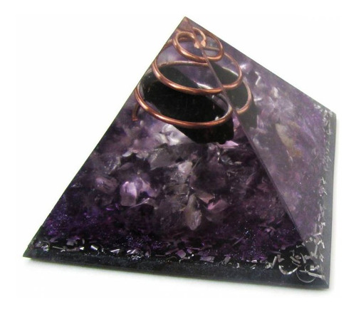 Orgonite Pirâmide Transmutação - Ametista E Turmalina Negra