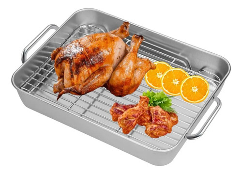 Charola Bandeja Escurridor Grasa C/ Rejilla Antiadherente