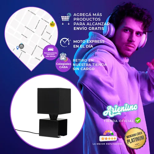 Lámpara Mesa Luz Led Velador Diseño Moderno Minimalista Cubo