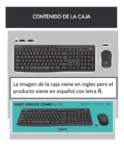 Kit Teclado Y Mouse Logitech Mk295 Español Negro Negro Negro