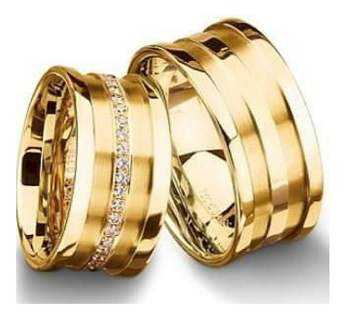 Par Alianças De Ouro 18k Retas 2fr Com 20 Diamantes 9mm 18gr
