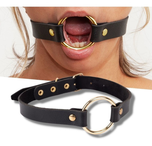 Mordaça Com Argola Dourada Sado Fetiche Bdsm