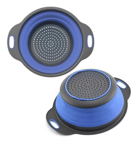 Colador Redondo De Silicona Azul Plegable Para Cocina S