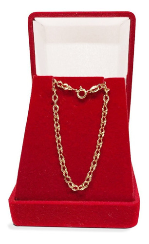 Pulseira Feminina De Ouro 18k Elo Trabalhado Comprimento 19 Cm Cor Amarelo