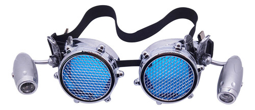 2 Gafas De Estilo Steampunk Únicas 18x6cm Argenta Brillante