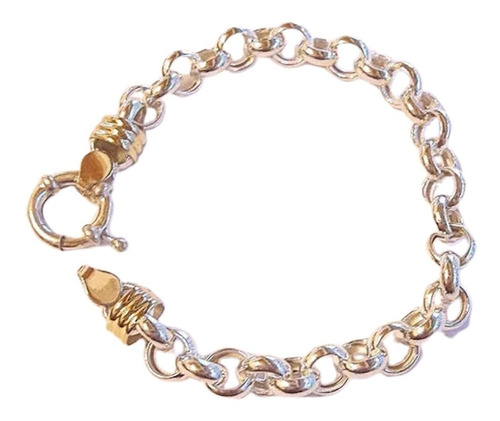 Pulsera Plata Y Oro Roló Cierre Marinero 19cm 8mm Garantía