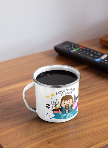 Taza Enlozada Guitarra Y Grit - Rock Puro