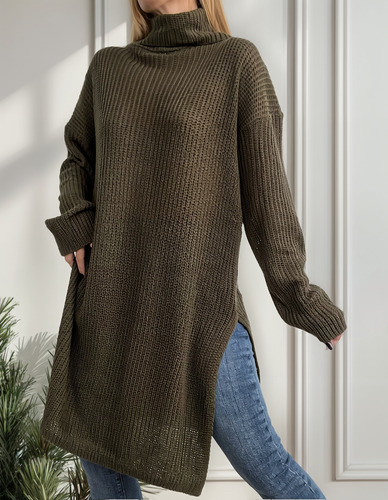 Maxi Sweater Poleron Oversize Mujer Lana