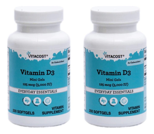 2x Vitamina D3 5000ui 200 Softgels Vitacost Importado E U A