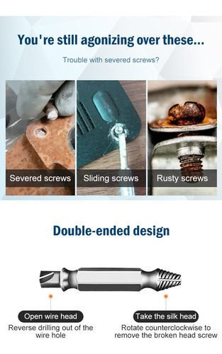 Kit 6 Brocas Extractor De Tornillos Dañados Barre Y Cuerda