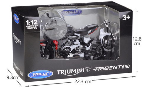Welly Triumph Trident 660 Gris Retro Moto Con Soporte 1/12
