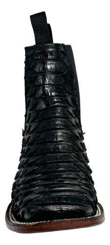 Botín Vaquero Hombre De Piel Bulldog Pitón Negro