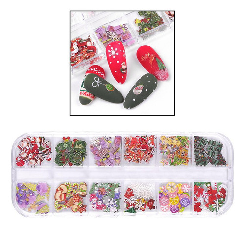 ! Pegatinas De Uñas De Navidad, 1 Caja 12 Rejillas Muñeco De