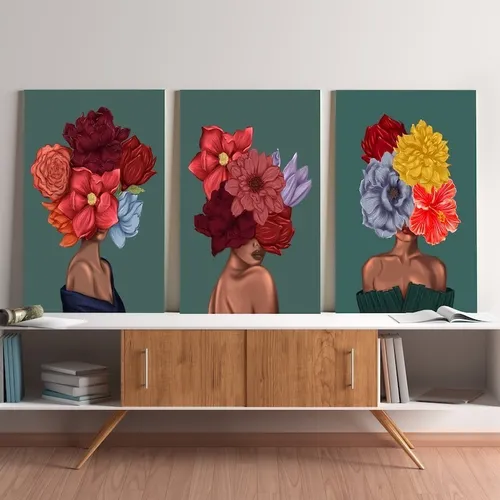 Cuadros Trípticos-flores Y Mujer -liquidación !ultimo Cuadros Trípticos-flores Y Mujer -liquidación !ultimo