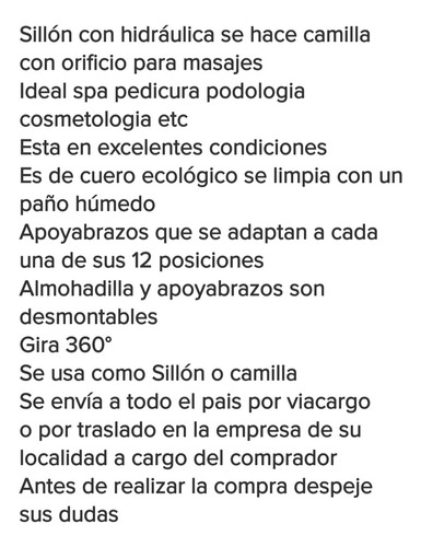 Sillón Hidráulico Para Cosmetologia Blanco Reclinable Cuadrada (Usado)
