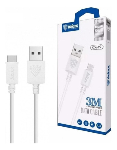 Cable Inkax Usb-c Tipo C A Usb 2.1a 3 Mts. Celulares Tablets