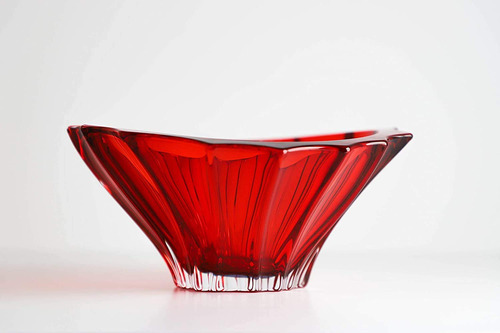 Cuenco Cristal Checo Bohemio 8.0 In Diametro Color Rojo Mesa