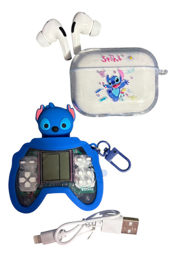 Auricular Y Consola De Juegos Retro Mario G , Stich , Venom Azul