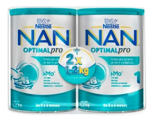 Nan Optimal Pro 1 Fórmula Para Bebé 2 Latas De 1.2 Kg C/u 