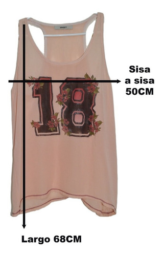 Musculosa Larga Transparente Marca Sweet Talle L