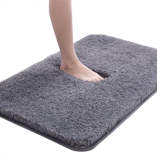 Tapete Banheiro Box Chuveiro Absorvente Microfibra Felpudo Cor Cinza