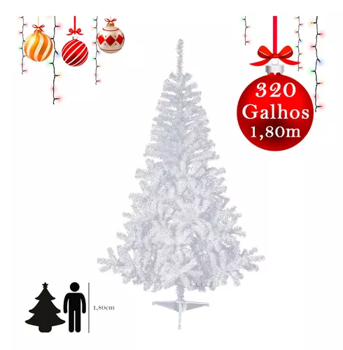 Árvore de Natal Branca 1,5 Metros C/ 240 Galhos e Pé Metal