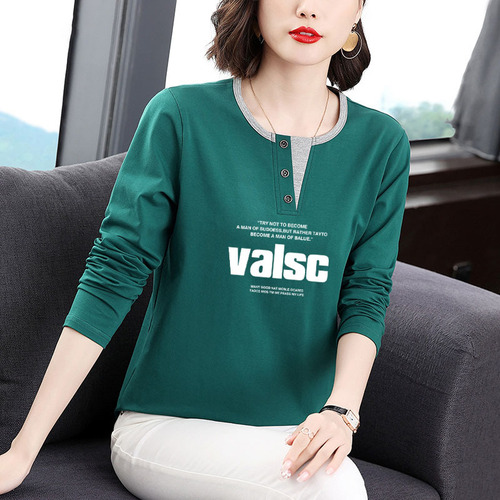 Camiseta Casual De Manga Larga De Algodón Para Mujer