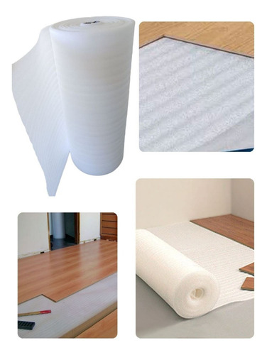 Manta Para Piso Laminado 2mm De Polietileno 5 Metros Cor Branco Desenho Do Tecido Liso