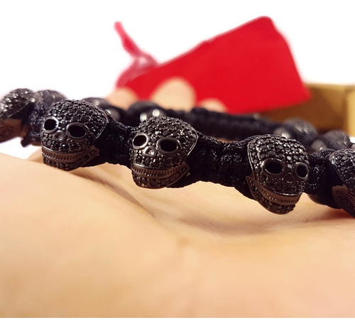 Brazalete Pulsera Hombre Calavera Skull Gold Black 