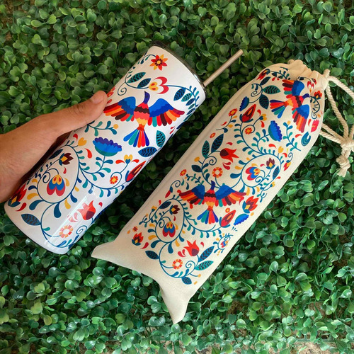 Imagen 3 de 3 de Termo Skinny 20oz - Diseño Méxicano - Tenango - Flores