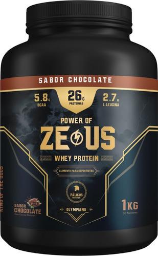 Suplemento en polvo Pálikos Fitness  Olympians Zeus Whey Protein proteína sabor chocolate en pote de 1kg