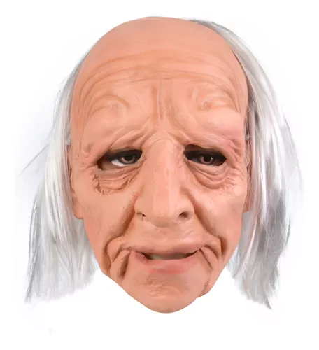 Máscara de látex de anciana máscara realista de Halloween con pelo