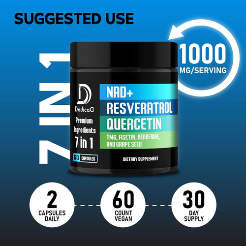 Suplemento Nad+ 1000 Mg Suplemento Nad Puro Combinado Sin Sabor