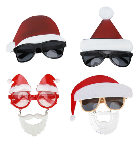 4 Peças De Óculos De Natal Fofos Para Papai Noel, Festa À Fa