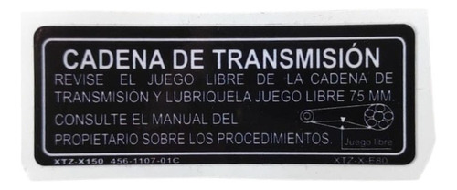 Emblema Cadena De Transmision Yamaha Xtz 150