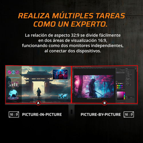 Monitor Gamer Curvo 49 Exorvit Earth Mzx49c 144 Hz 1ms R3800 Color Negro Balam Rush