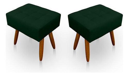 Kit 2 Puff Retangular New Sala E Quarto Suede Verde- Jylcrom
