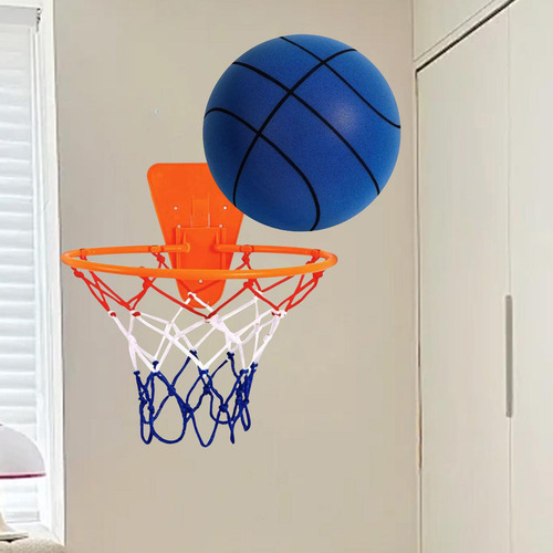 Baloncesto Silencioso Con Aro, Pelota De Juguete Azul