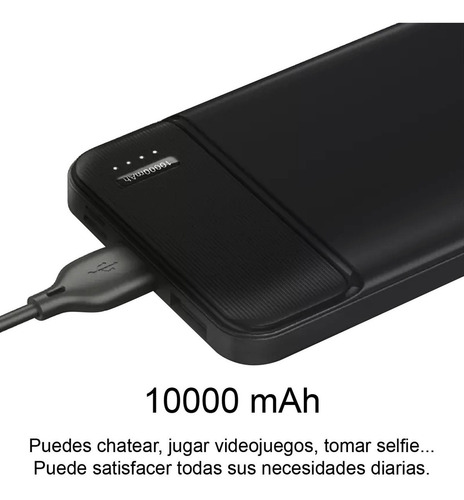 Power Bank 2 Entradas Carga Pila Bateria Portatil 10000 Mah Color Negro