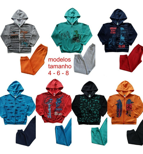 3 Conjunto Moletom Infantil Menina Menino Inverno Atacado