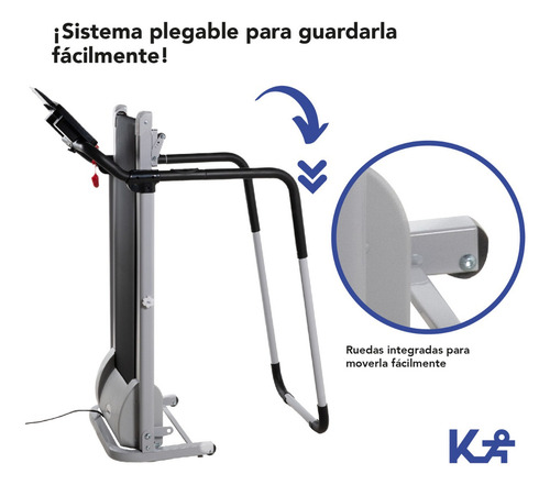 Caminadora Electrica Barandas De Seguridad Plegable 2 Hp Color Gris