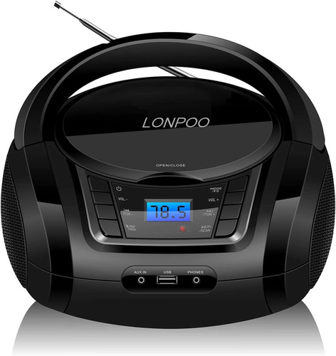Reproductor De Cd Lonpoo Bluetooth/usb/aux Negro