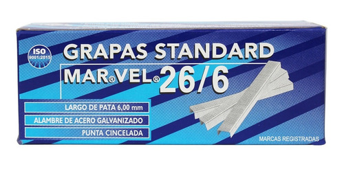 Grapa Estándar Marvel 26/6  20 Piezas Con 5000 Grapas C/u