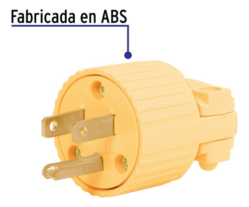Enchufe Macho Plastico Uso Ind. 2 Polos + Tierra, Volteck